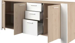 Sideboard London | 219,8 x 52 x 86,5 cm | Eiche/weiß