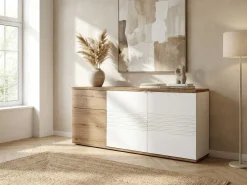 Sideboard Magda | 180 x 47 x 87 cm | Brown High Gloss White