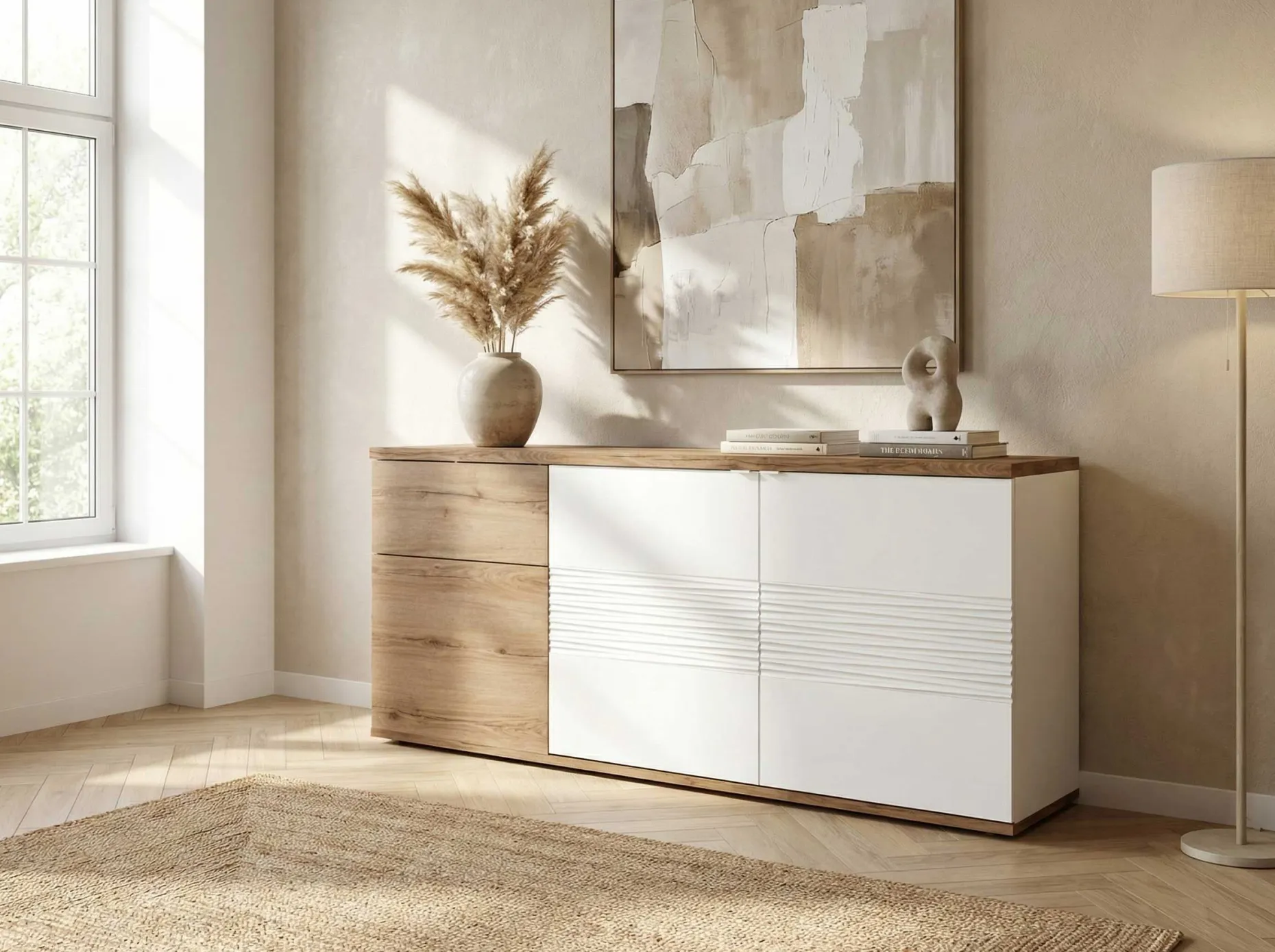 Sideboard Magda | 180 x 47 x 87 cm | Brown High Gloss White