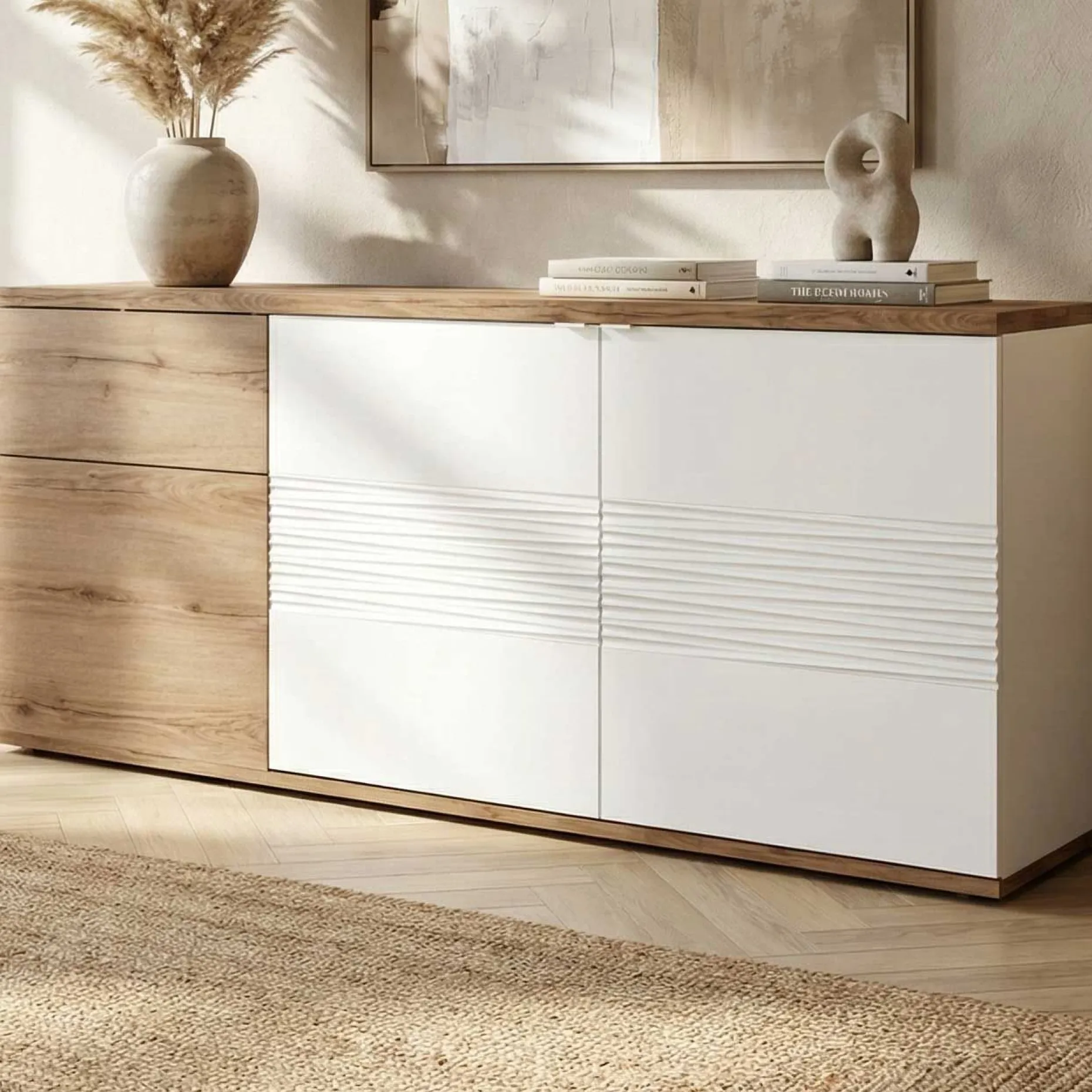 Sideboard Magda | 180 x 47 x 87 cm | Brown High Gloss White