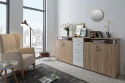 Sideboard Maximo 208cm - sonoma Eiche/weiß