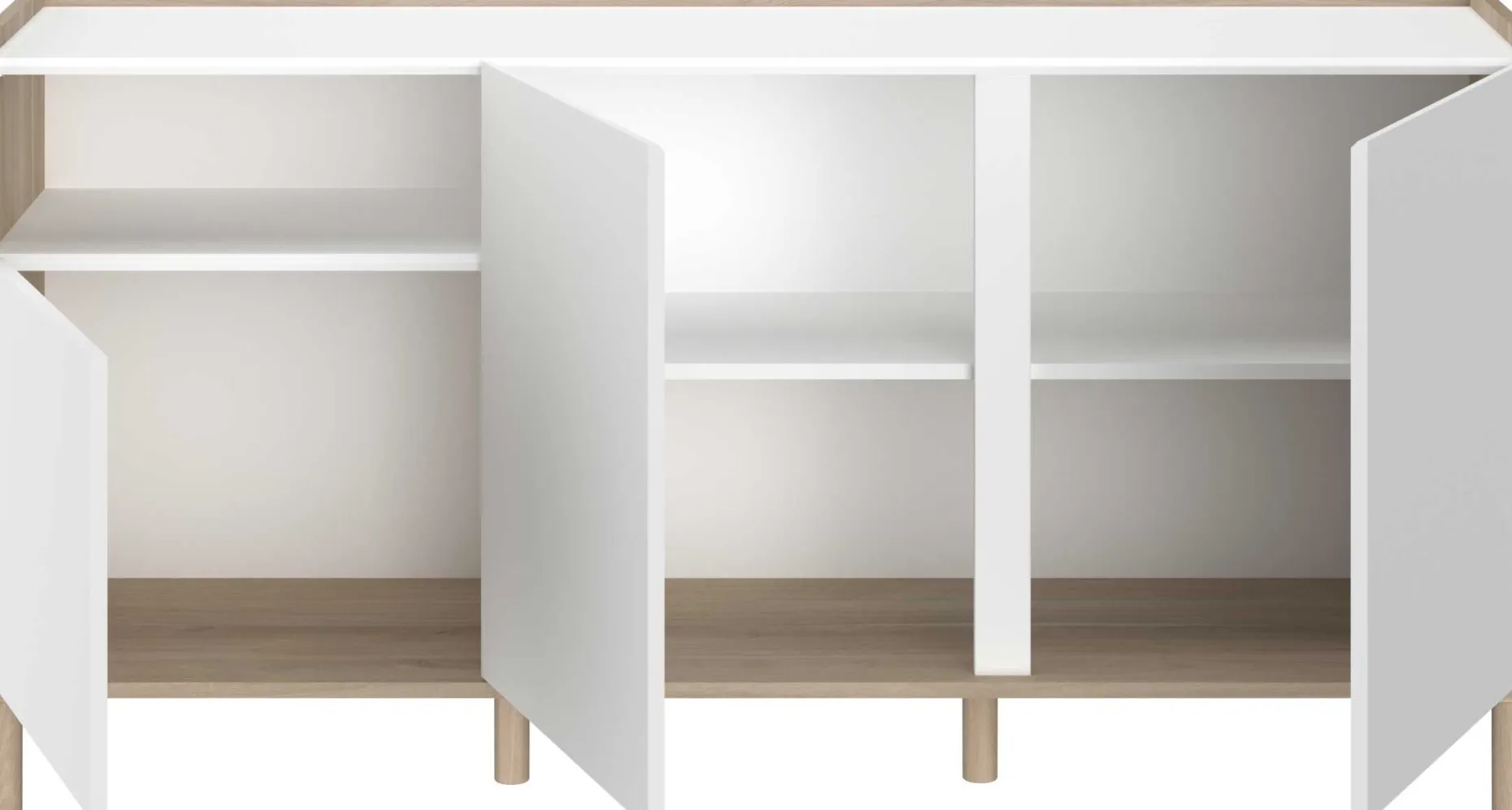 Sideboard Morpheus - 150x40x75cm - 3 Türen - Eiche Dekor/Weiß