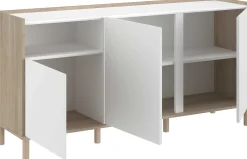 Sideboard Morpheus - 150x40x75cm - 3 Türen - Eiche Dekor/Weiß