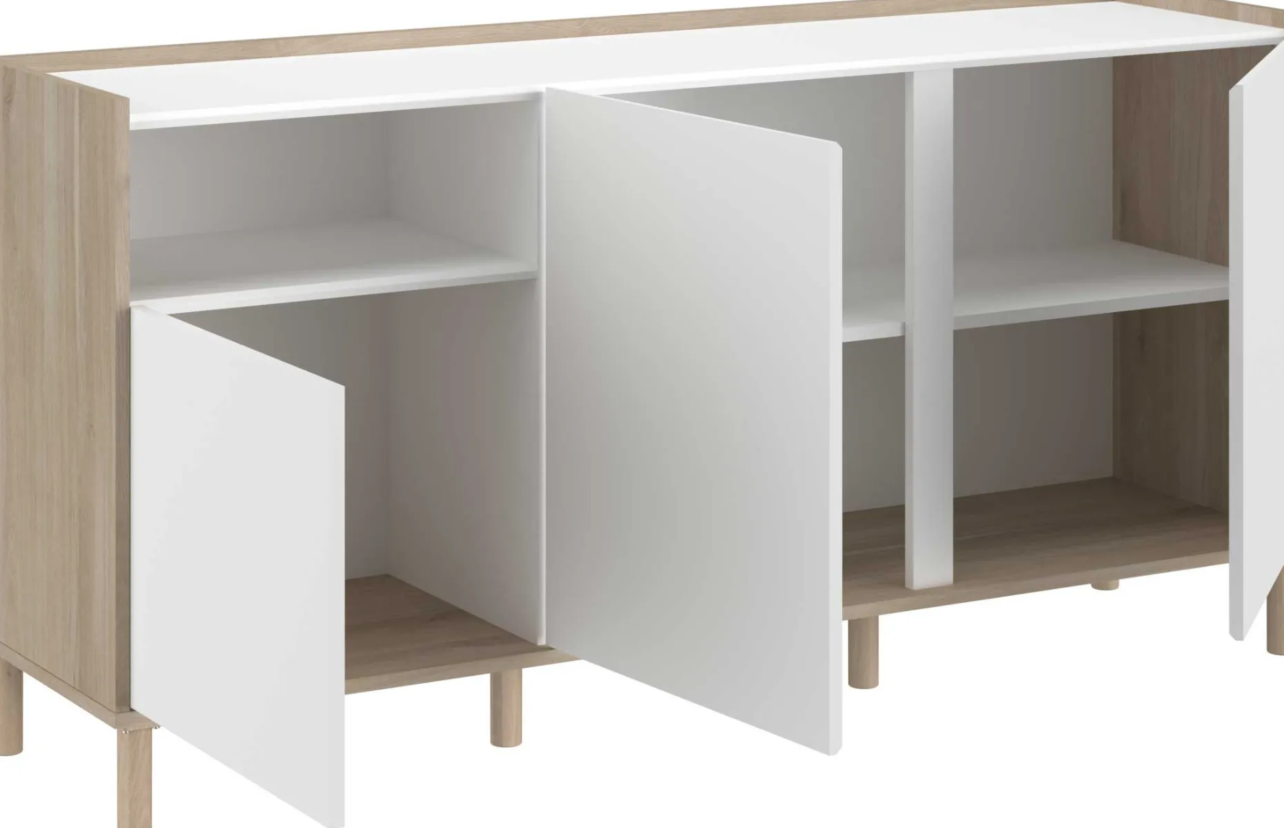 Sideboard Morpheus - 150x40x75cm - 3 Türen - Eiche Dekor/Weiß