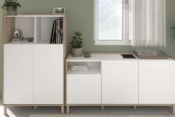 Sideboard Morpheus - 150x40x75cm - 3 Türen - Eiche Dekor/Weiß