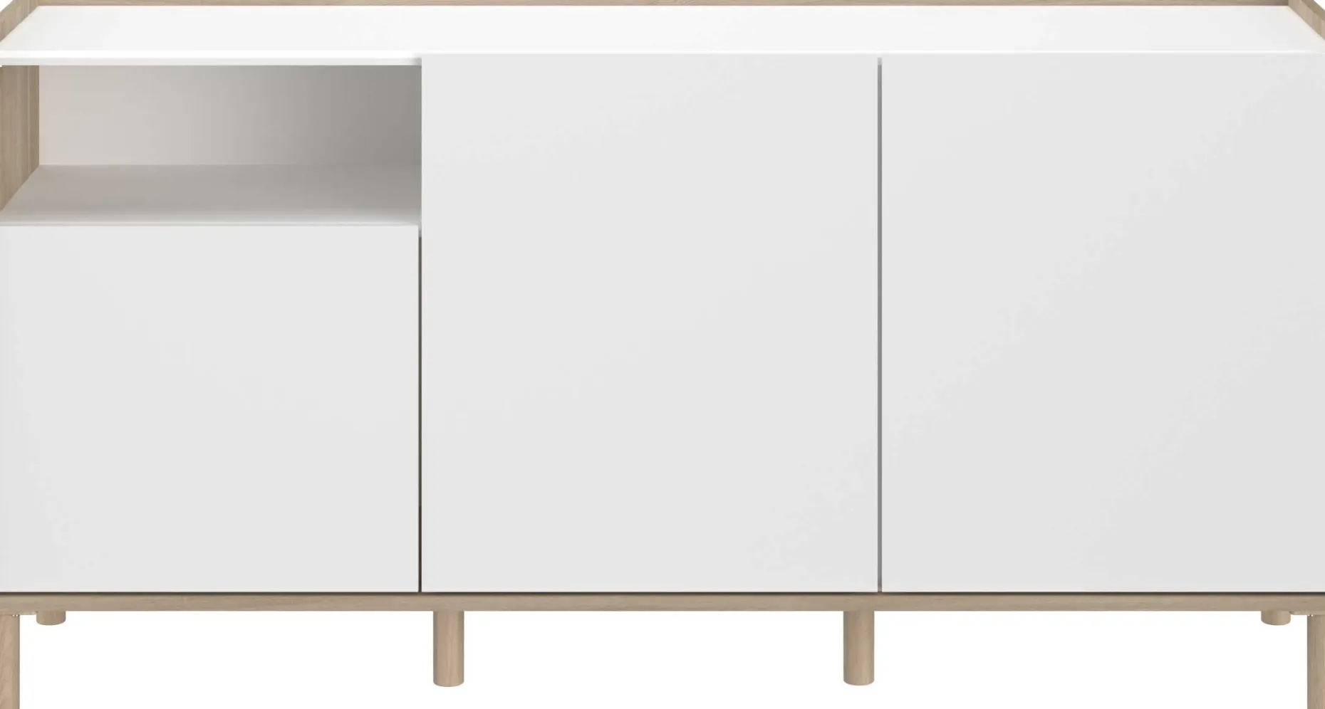Sideboard Morpheus - 150x40x75cm - 3 Türen - Eiche Dekor/Weiß