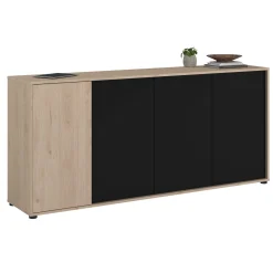 Sideboard Owen - 184x40x83cm - 4 Türen - Eiche Dekor/schwarz