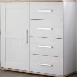 Sideboard Roman 93cm mit Tür und 4 Schubladen - weiß/braun