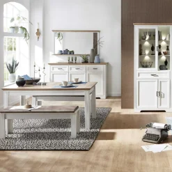 Sideboard Samine 3 Schubladen 3 Türen - weiß/Eiche