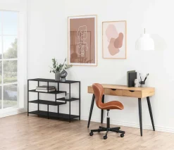 Emob Sideboard/Schreibtisch Jupiter 110 cm 3 Schubladen - Wildeiche/schwarz