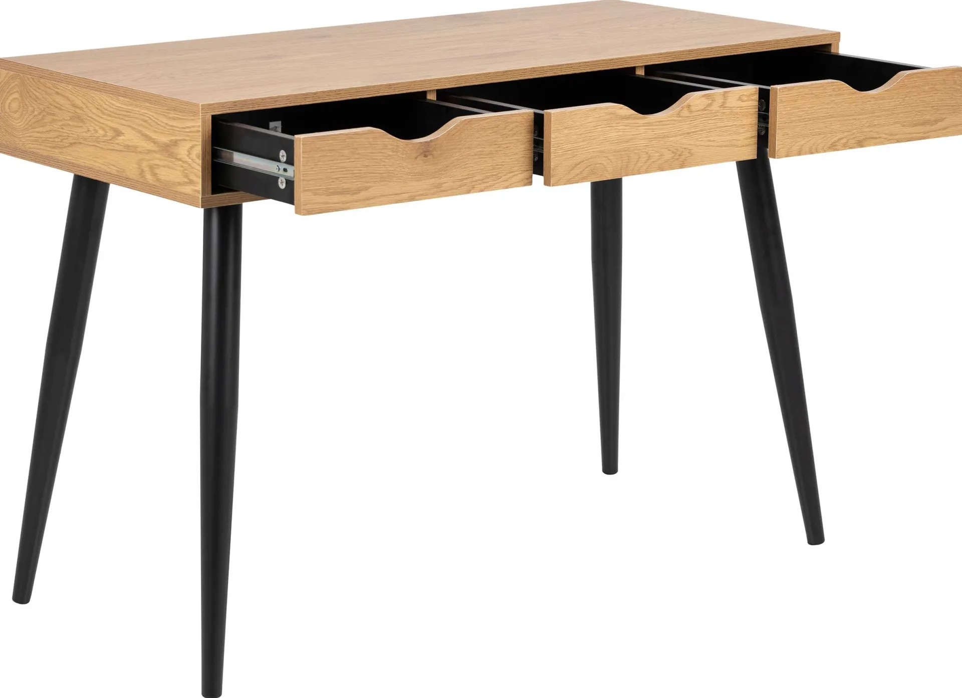 Emob Sideboard/Schreibtisch Jupiter 110 cm 3 Schubladen - Wildeiche/schwarz