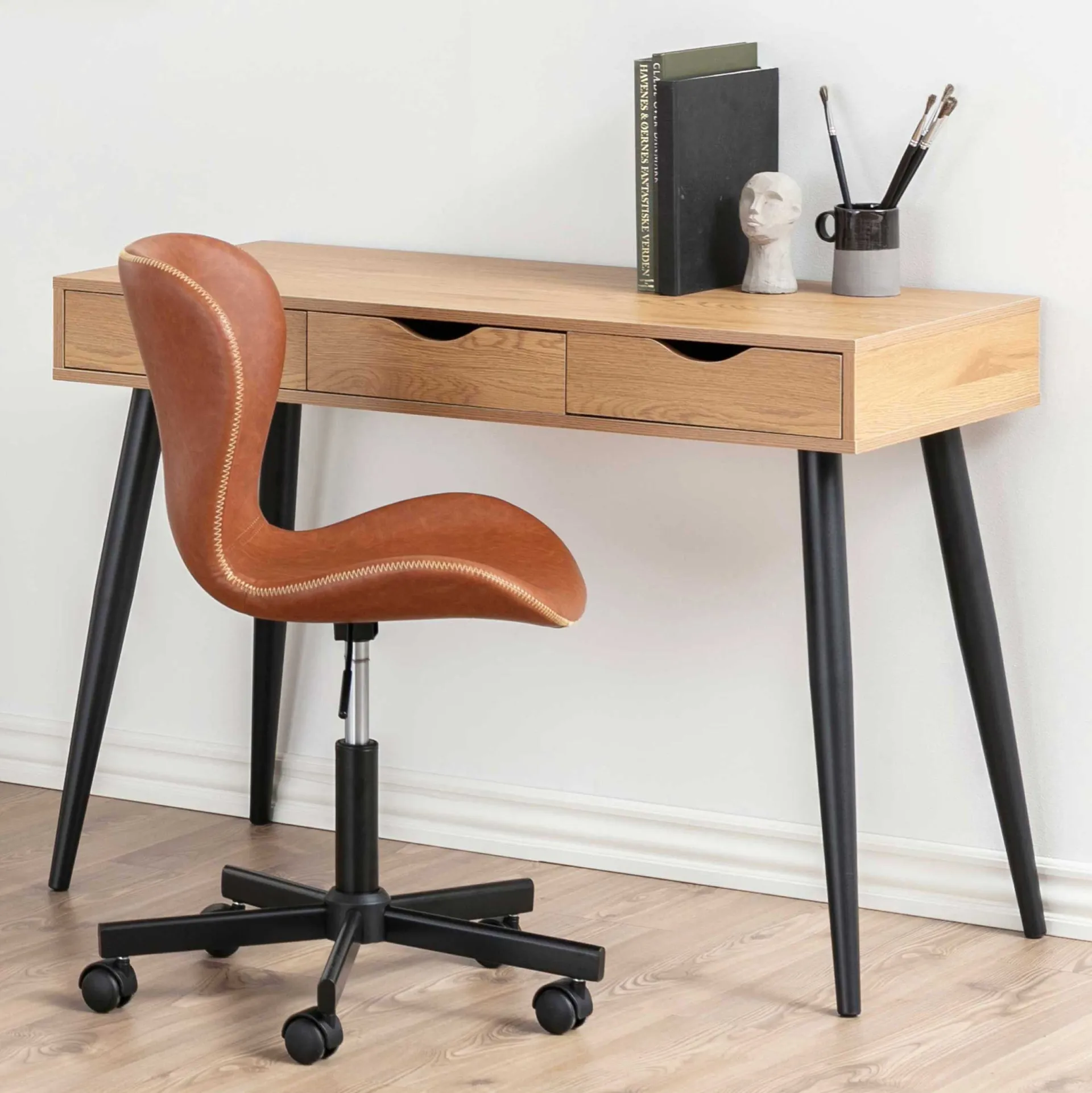 Emob Sideboard/Schreibtisch Jupiter 110 cm 3 Schubladen - Wildeiche/schwarz