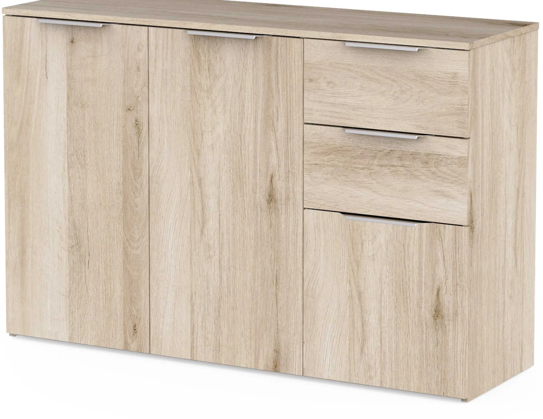 Sideboard Spectre - 119x37x78cm - 3 Türen und 2 Schubladen - Eichendekor