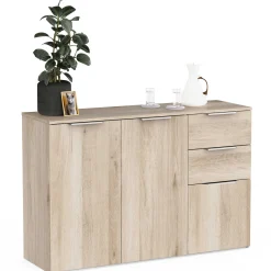 Sideboard Spectre - 119x37x78cm - 3 Türen und 2 Schubladen - Eichendekor