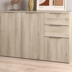 Sideboard Spectre - 119x37x78cm - 3 Türen und 2 Schubladen - Eichendekor