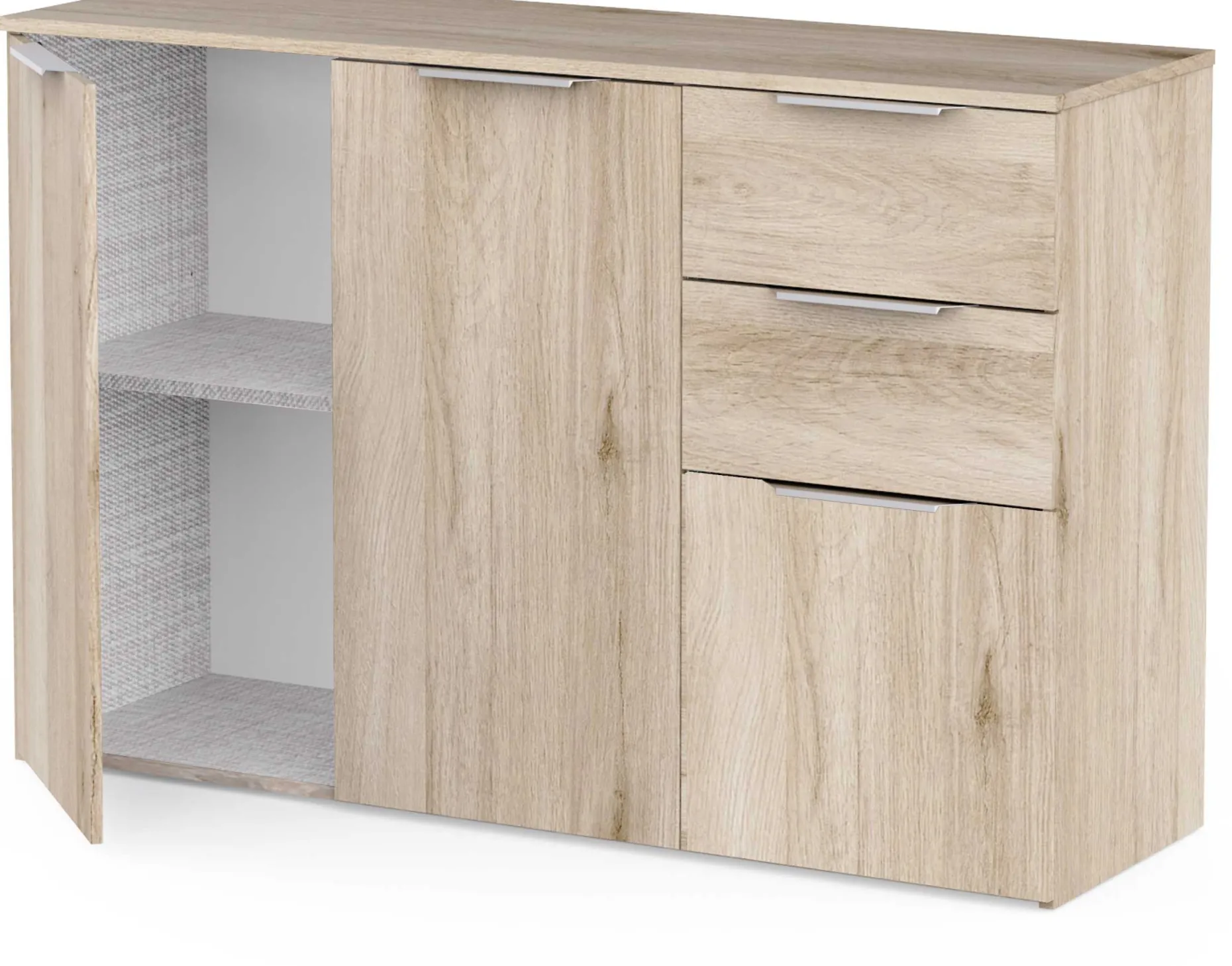 Sideboard Spectre - 119x37x78cm - 3 Türen und 2 Schubladen - Eichendekor