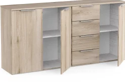 Sideboard Spectre - 159x37x78cm - 3 Türen und 4 Schubladen - Eichendekor