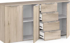 Sideboard Spectre - 159x37x78cm - 3 Türen und 4 Schubladen - Eichendekor