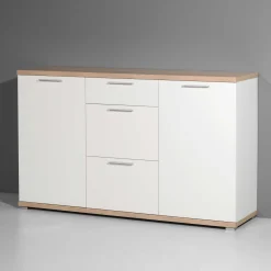Sideboard Tosun 144 cm mit 2 Türen und 3 Schubladen - weiß/Eiche