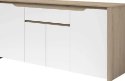 Sideboard Wendy - 184x46x86cm - 4 Türen und 1 Schublade - Eiche Dekor/Weiß