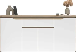 Sideboard Wendy - 184x46x86cm - 4 Türen und 1 Schublade - Eiche Dekor/Weiß