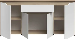 Sideboard Wendy - 184x46x86cm - 4 Türen und 1 Schublade - Eiche Dekor/Weiß