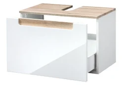 Held SienaBadezimmer : Säulenschrank, Spiegelschrank, Waschbeckenunterschrank, Hängeschränke - Hochglanz weiß