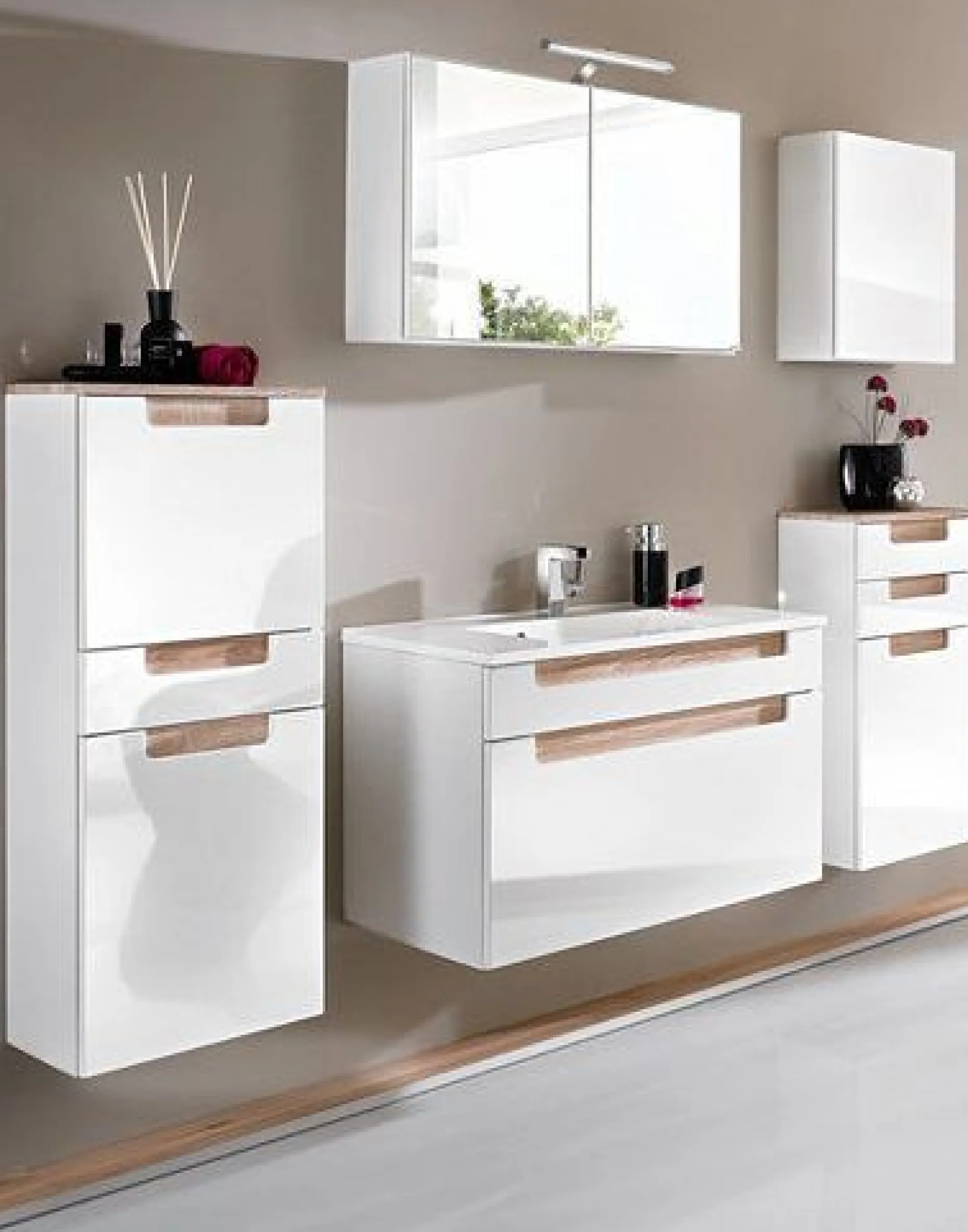 Siena 60cm Waschtischunterschrank - weiß/braun