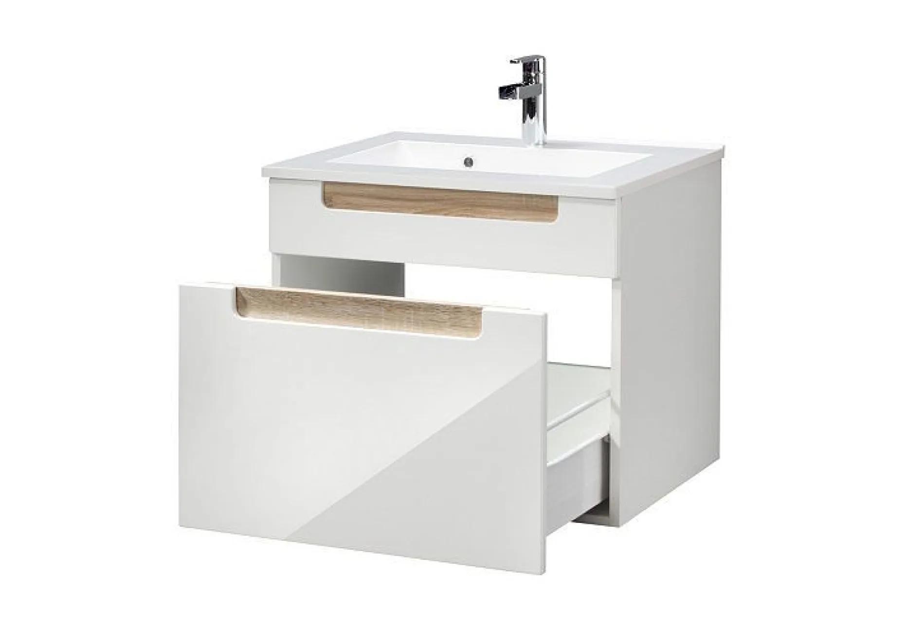 Siena 60cm Waschtischunterschrank - weiß/braun