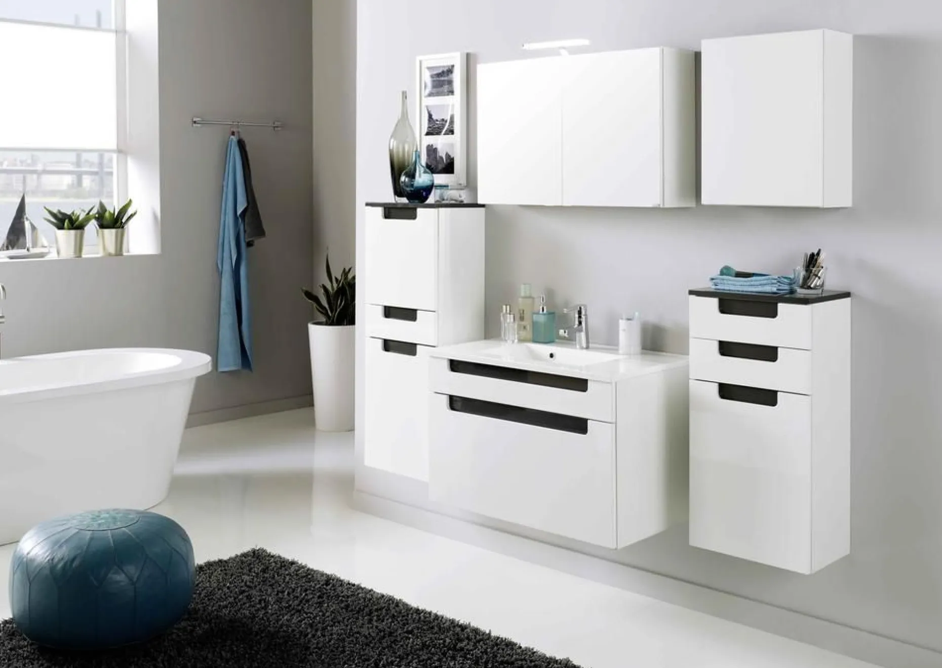 Siena 60cm Waschtischunterschrank - weiß/braun