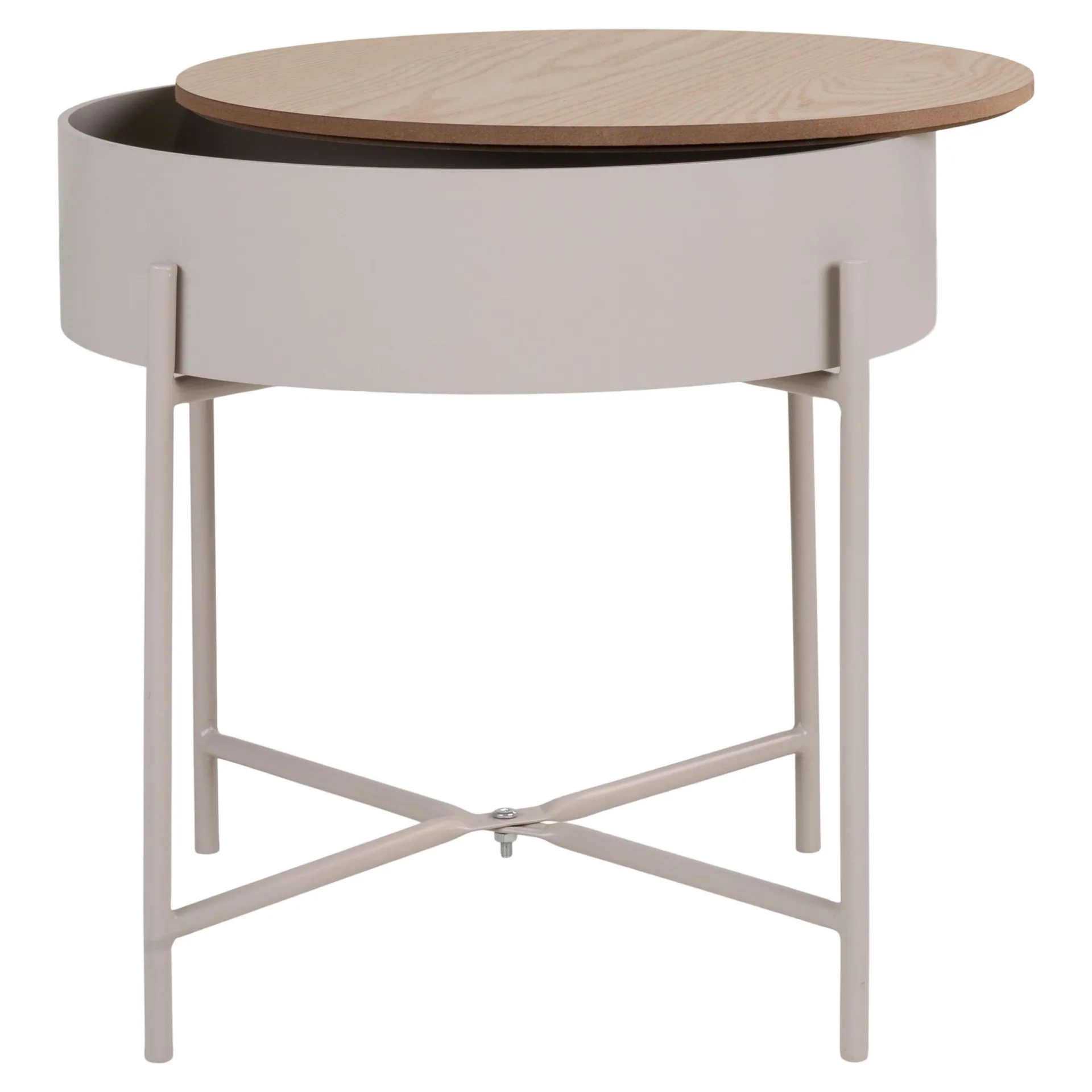 House Nordic Sisco Beistelltisch - Ø40cm - mit Ablage - grau