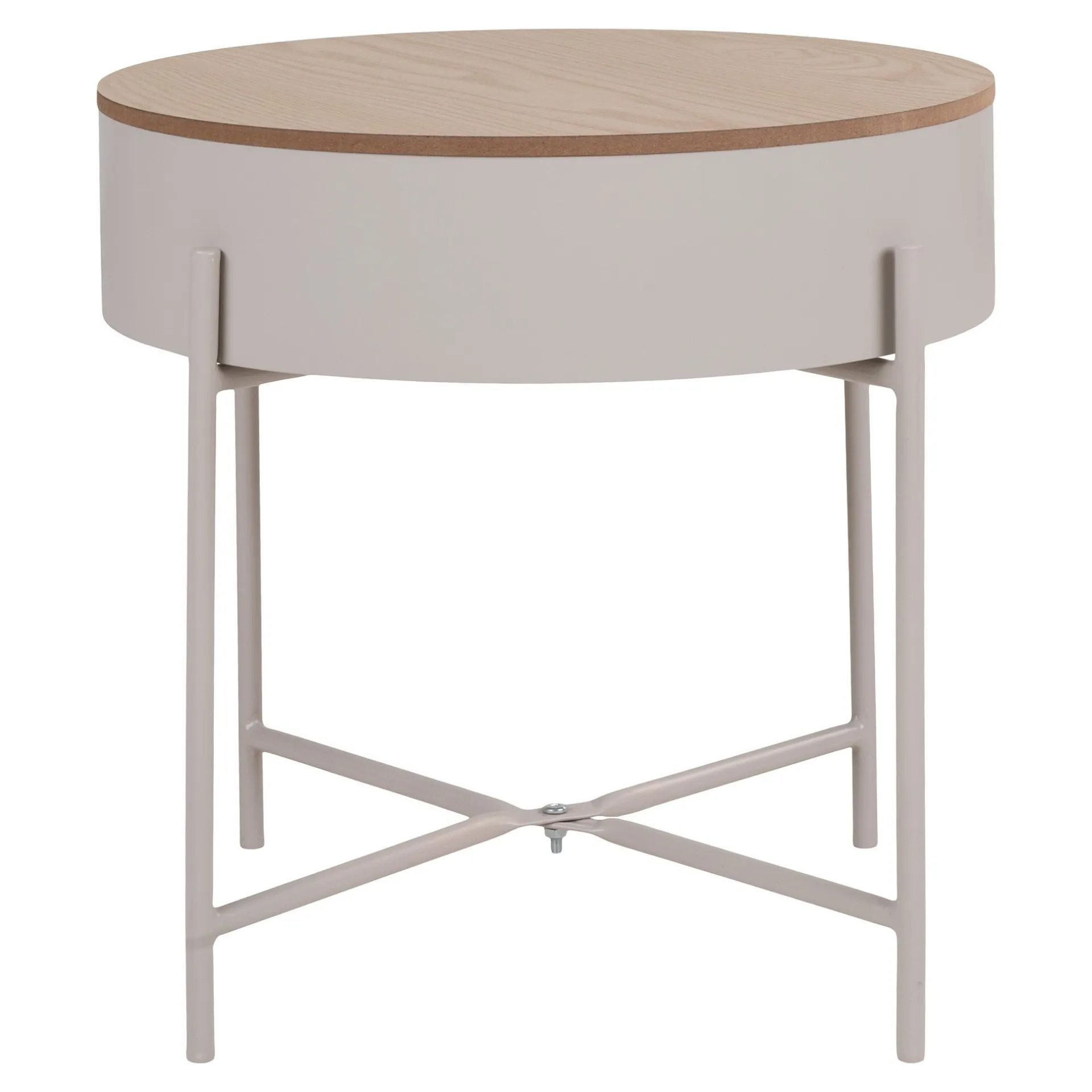 House Nordic Sisco Beistelltisch - Ø40cm - mit Ablage - grau