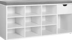 Sitzbank mit Stauraum Woodrow | 104 x 30 x 48 cm | Weißes Design