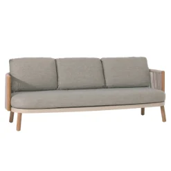 Gescova 3-Sitzer-Gartenbank Mendoza von - Teakholz und Olefin - 220x80x90cm - Beige