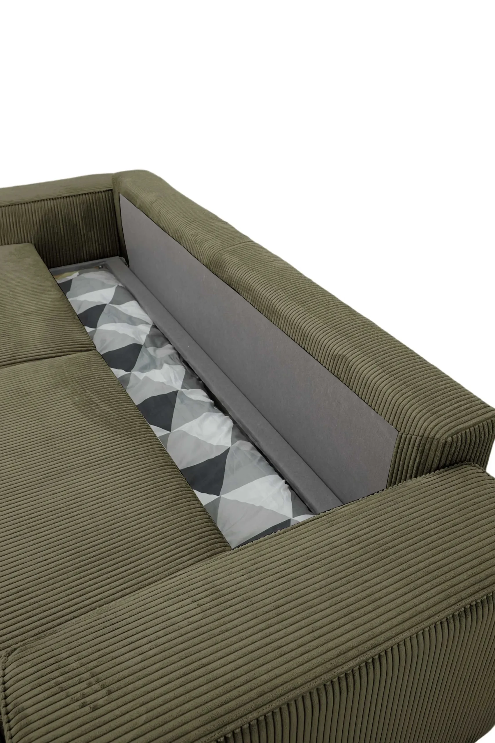 PGS 3-Sitzer Sofa Josh - 239x86x85cm - mit Stauraum - khaki Rippensamt