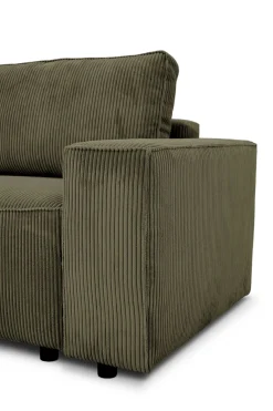 PGS 3-Sitzer Sofa Josh - 239x86x85cm - mit Stauraum - khaki Rippensamt