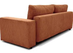 PGS 3-Sitzer Sofa Josh - 239x86x85cm - mit Stauraum - terracotta gerippter Samt