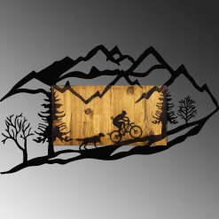 Emob Skyler Dekoratives Wandaccessoire aus Holz | Holz & Metall | 110 x 3 x 65 cm