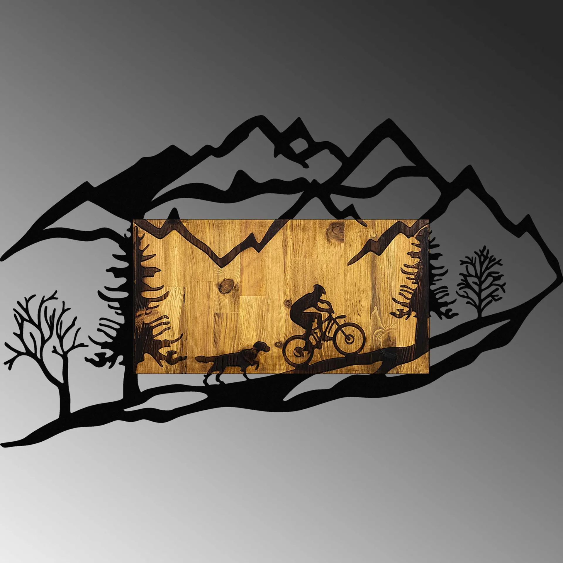 Emob Skyler Dekoratives Wandaccessoire aus Holz | Holz & Metall | 110 x 3 x 65 cm