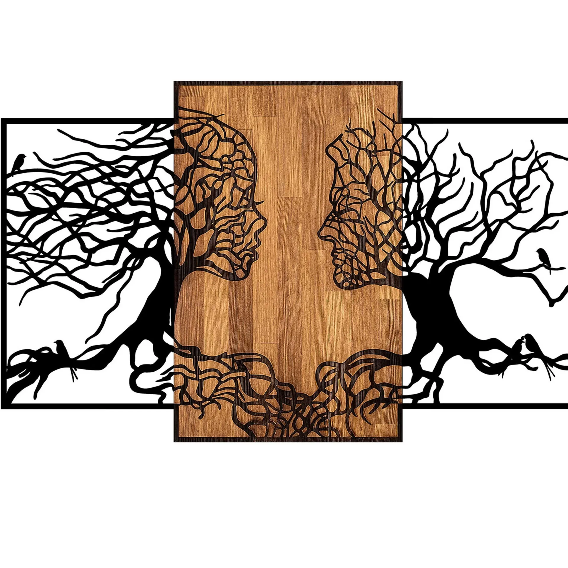 Emob Skyler Dekoratives Wandaccessoire aus Holz | Holz & Metall | 125 x 3 x 79 cm