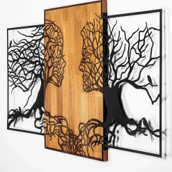 Emob Skyler Dekoratives Wandaccessoire aus Holz | Holz & Metall | 125 x 3 x 79 cm