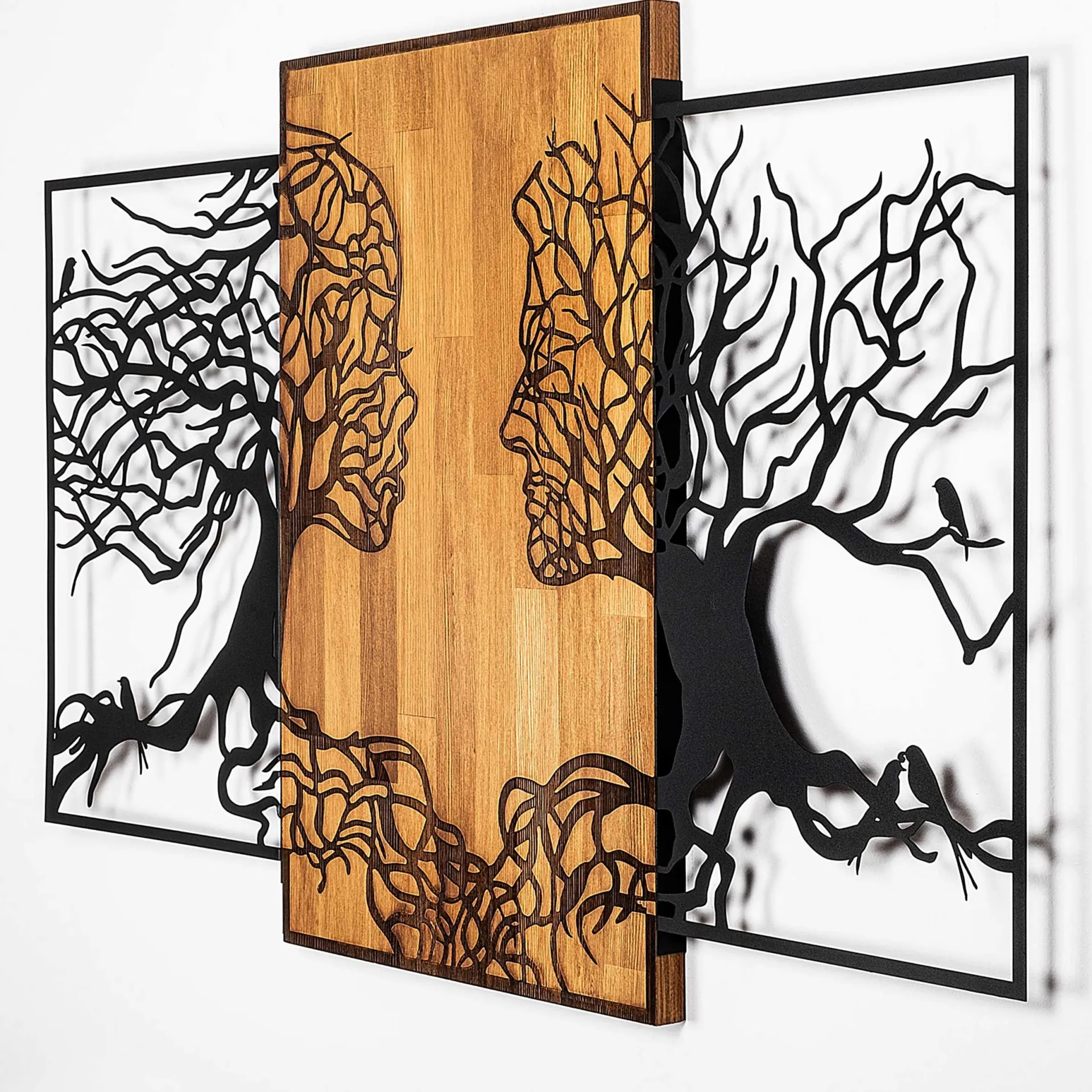 Emob Skyler Dekoratives Wandaccessoire aus Holz | Holz & Metall | 125 x 3 x 79 cm