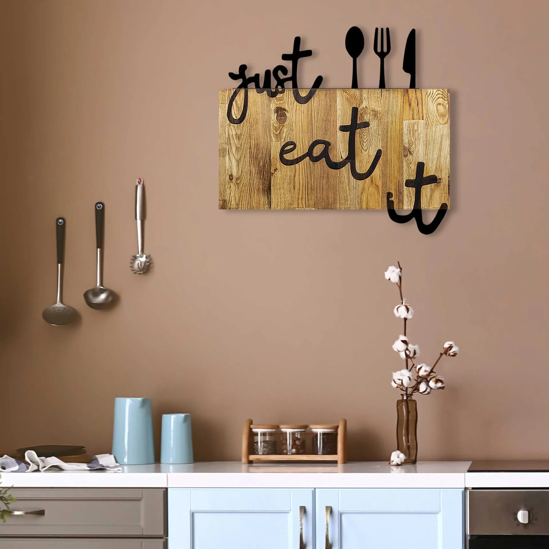Emob Skyler Dekoratives Wandaccessoire aus Holz | Holz & Metall | 58 x 3 x 52 cm