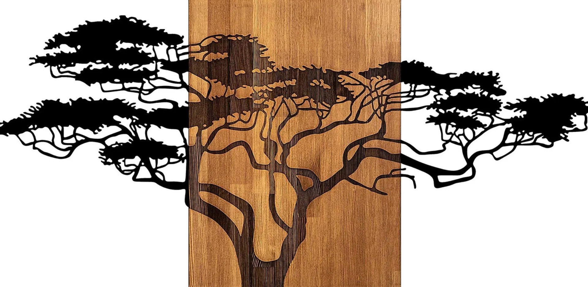 Emob Skyler Dekoratives Wandaccessoire aus Holz | Holz & Metall | 144 x 3 x 70 cm