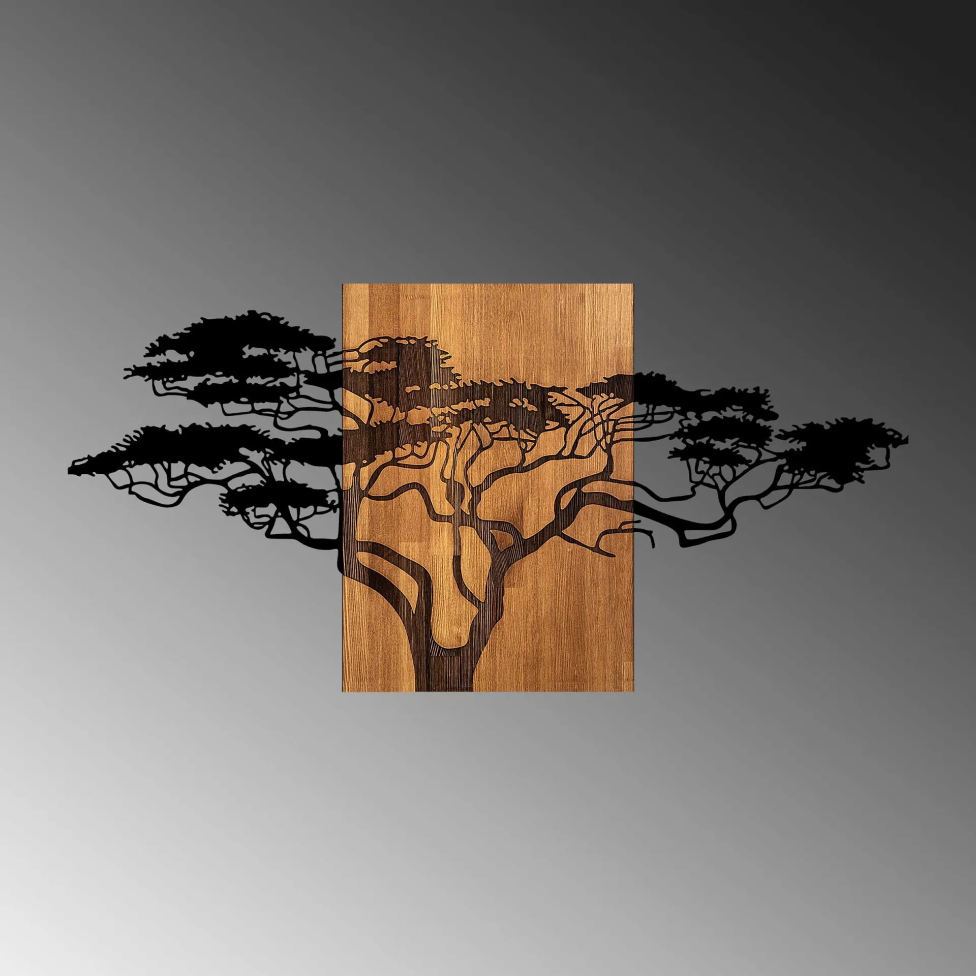Emob Skyler Dekoratives Wandaccessoire aus Holz | Holz & Metall | 144 x 3 x 70 cm