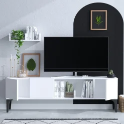 Smaragd TV-Element | 100% Melaminbeschichtung | Weiß