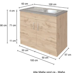 Held Sockelschrank Sorrella 100cm 2 Türen - Eiche/Beton