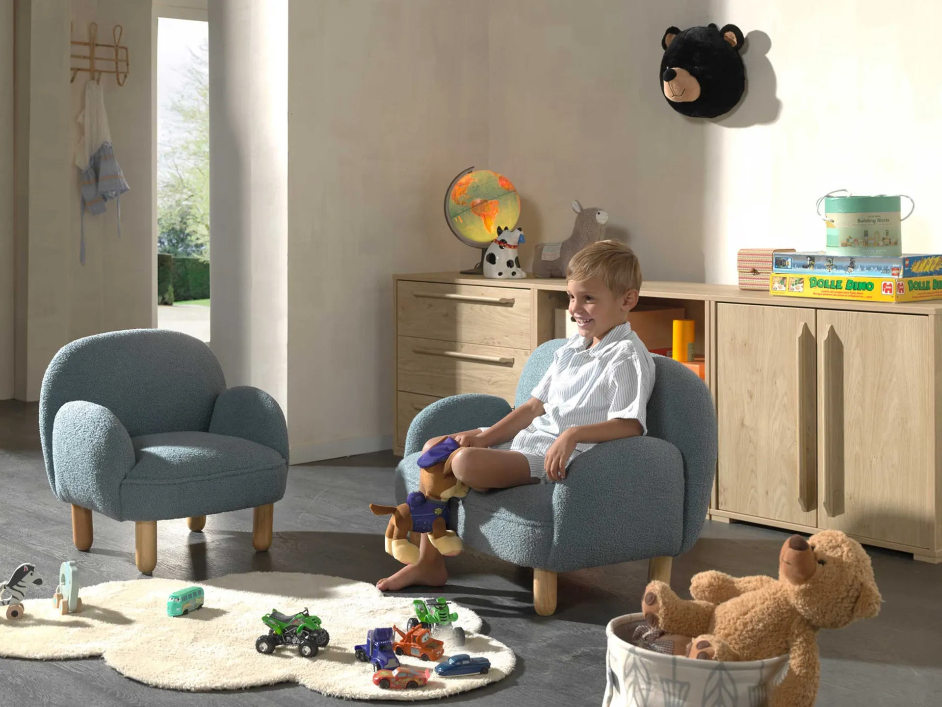Kinder Vipack Sofa-Set für Kinder Rocky - er Bouclé-Stoff