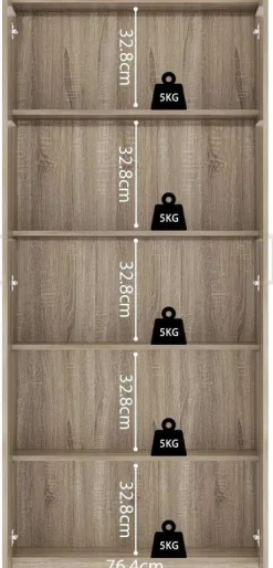 Sonoma Aufbewahrungsschrank Mike 80cm | 2 Türen | H180 x B80 x T42 cm