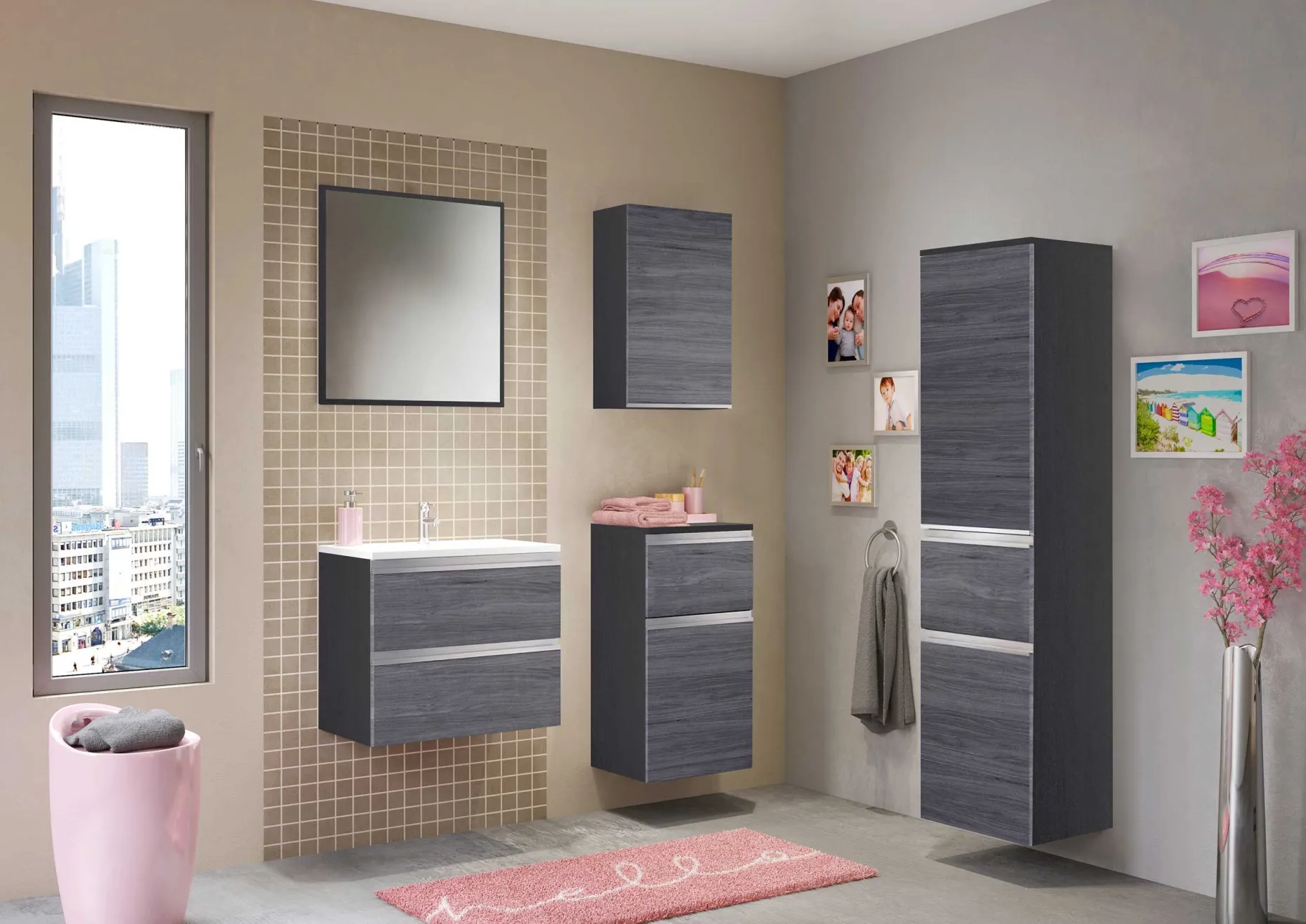 Spiegel Lotuk 60cm - Eiche grau
